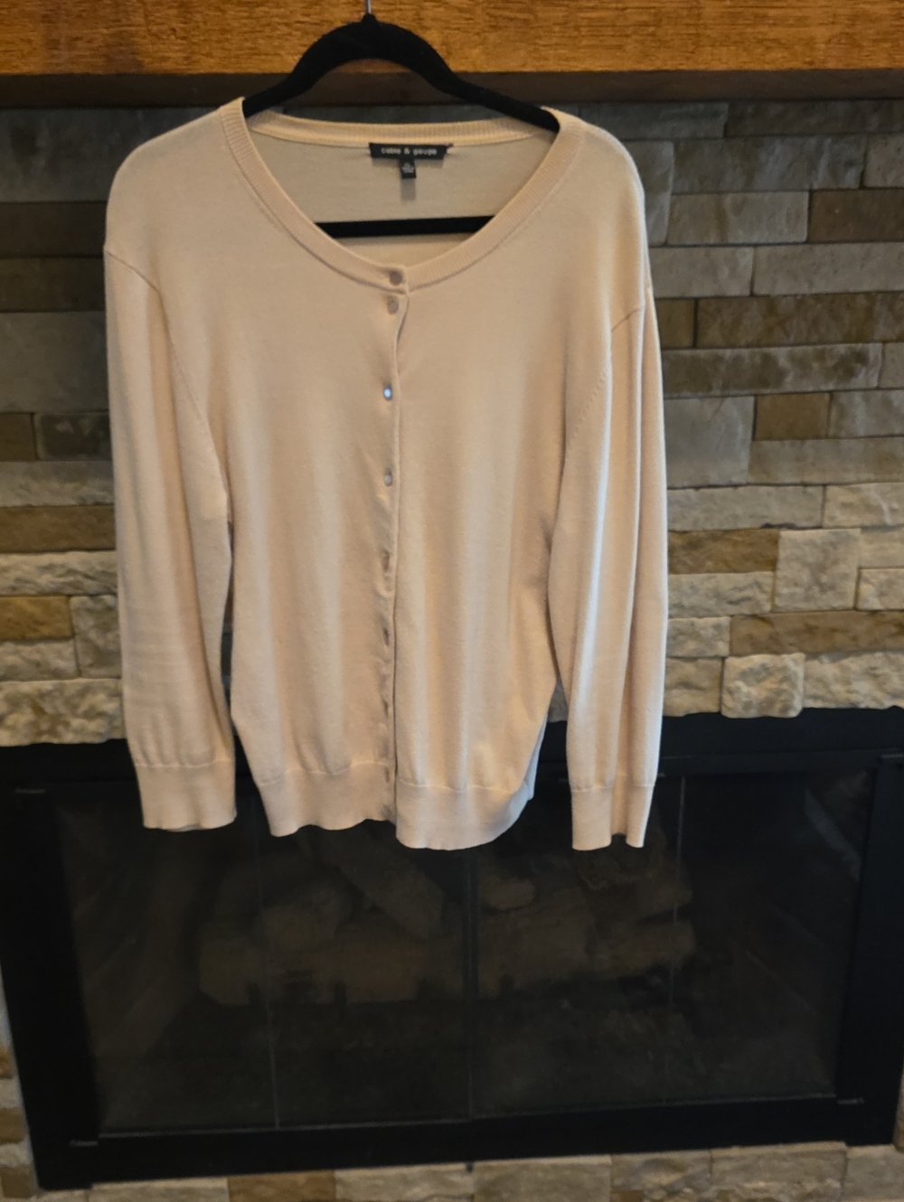 Cable & Gauge Light Cream Button-Front Cardigan